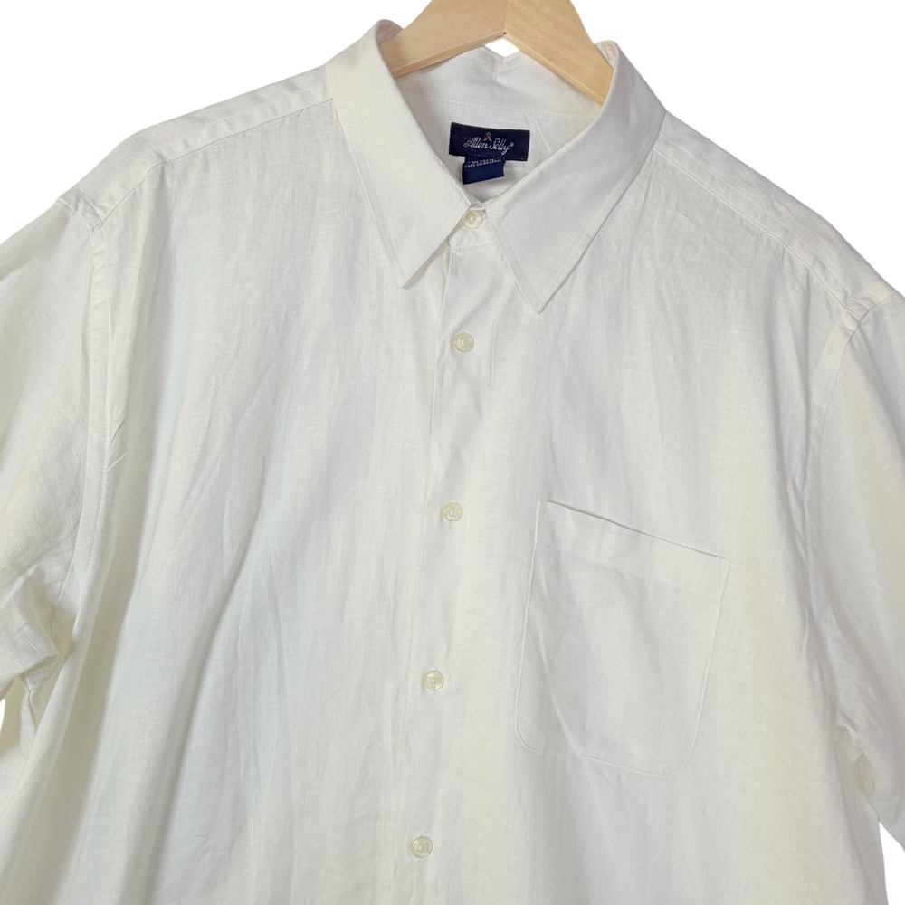 Allen Solly Mens‎ Size XXL Cream 100% Linen Short Sleeve Button Up Shirt Coastal